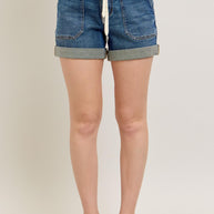Judy Blue Drawstring High Rise Cuff Denim Shorts-Trendsi-Dark-S-[option4]-[option5]-[option6]-[option7]-[option8]-Shop-Boutique-Clothing-for-Women-Online