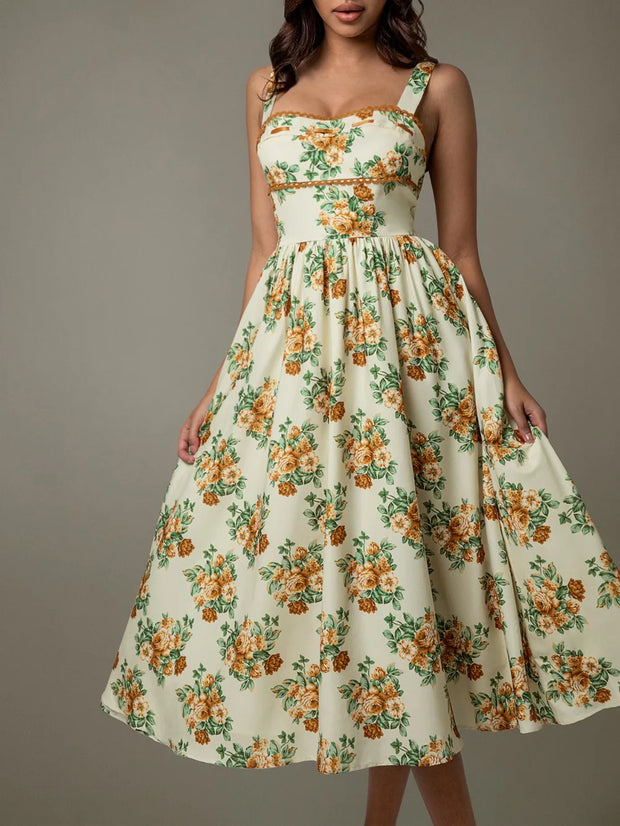 Lace Trim Floral Sleeveless Midi Dress-Dresses-Trendsi-[option4]-[option5]-[option6]-[option7]-[option8]-Shop-Boutique-Clothing-for-Women-Online
