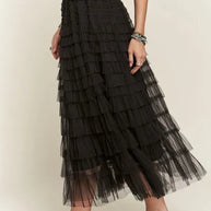 ADORA Elastic Waist Layered Mesh Midi Skirt-Skirts-Trendsi-[option4]-[option5]-[option6]-[option7]-[option8]-Shop-Boutique-Clothing-for-Women-Online