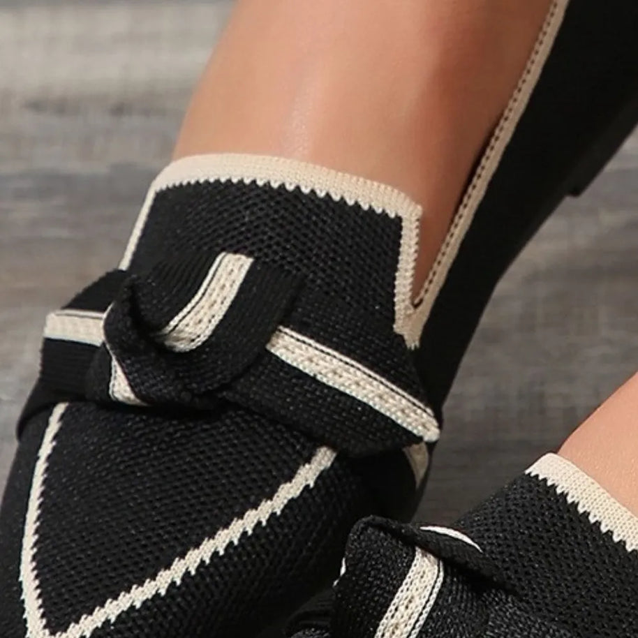 Bow Contrast Trim Point Toe Loafers-Flats-Trendsi-[option4]-[option5]-[option6]-[option7]-[option8]-Shop-Boutique-Clothing-for-Women-Online