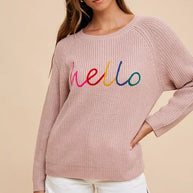 Annie Wear HELLO Embroidered Raglan Sleeve Sweater-Sweaters-Trendsi-[option4]-[option5]-[option6]-[option7]-[option8]-Shop-Boutique-Clothing-for-Women-Online