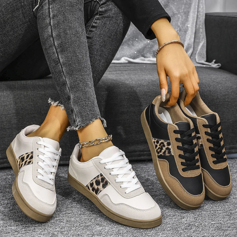 Leopard Lace Up Round Toe Sneakers-120 Sneakers-Trendsi-[option4]-[option5]-[option6]-[option7]-[option8]-Shop-Boutique-Clothing-for-Women-Online