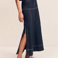 High-Waist Side Slit Contrast Stitch Denim Maxi Skirt-Skirts-Trendsi-Dark-S-[option4]-[option5]-[option6]-[option7]-[option8]-Shop-Boutique-Clothing-for-Women-Online