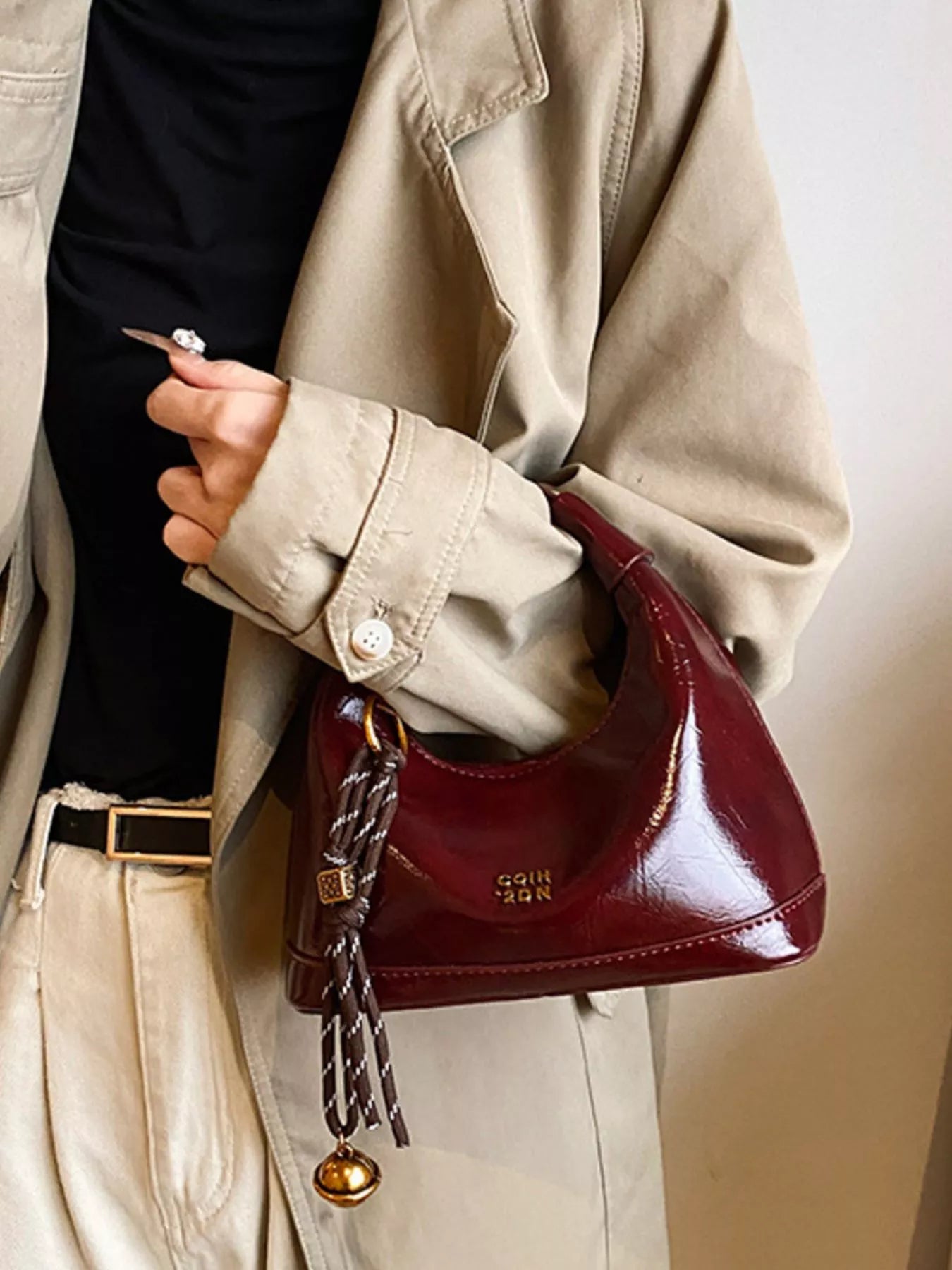 Leather Crossbody Bag with Charm-handbag-Trendsi-[option4]-[option5]-[option6]-[option7]-[option8]-Shop-Boutique-Clothing-for-Women-Online