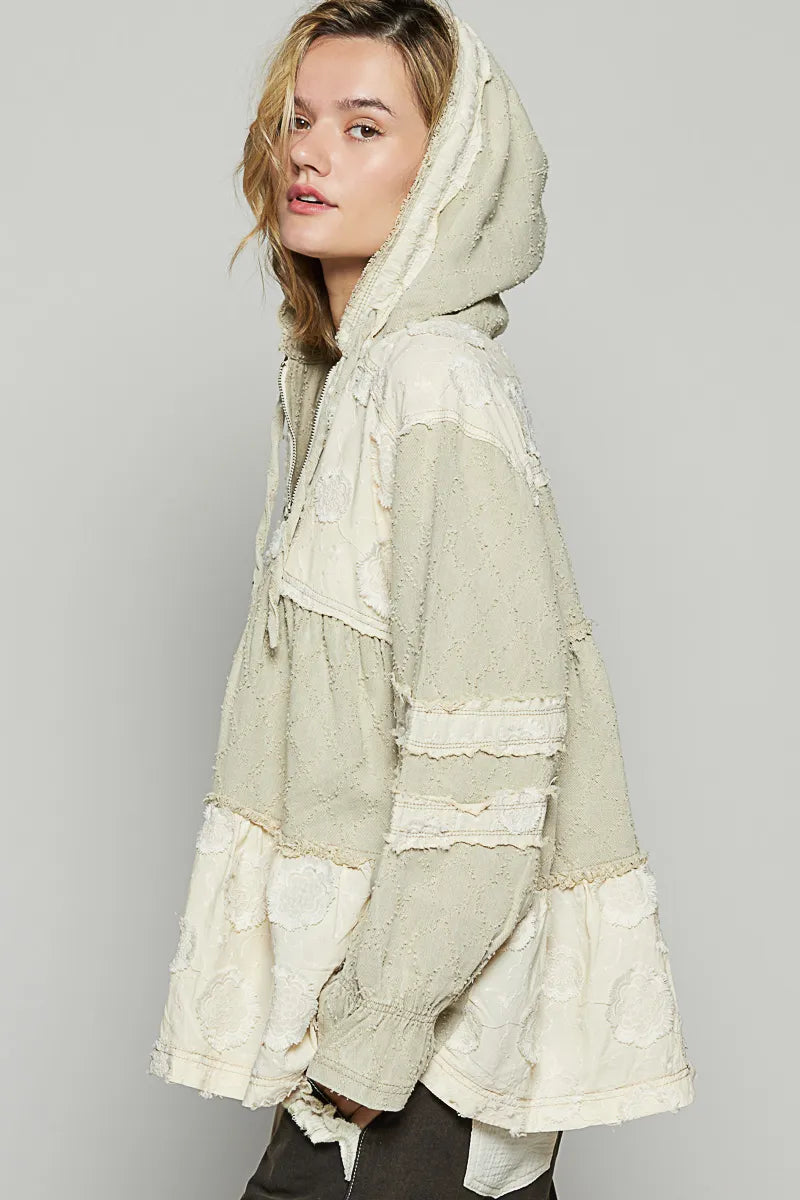 POL Raw Hem Color Block Hooded Jacket-Jacket-Trendsi-[option4]-[option5]-[option6]-[option7]-[option8]-Shop-Boutique-Clothing-for-Women-Online