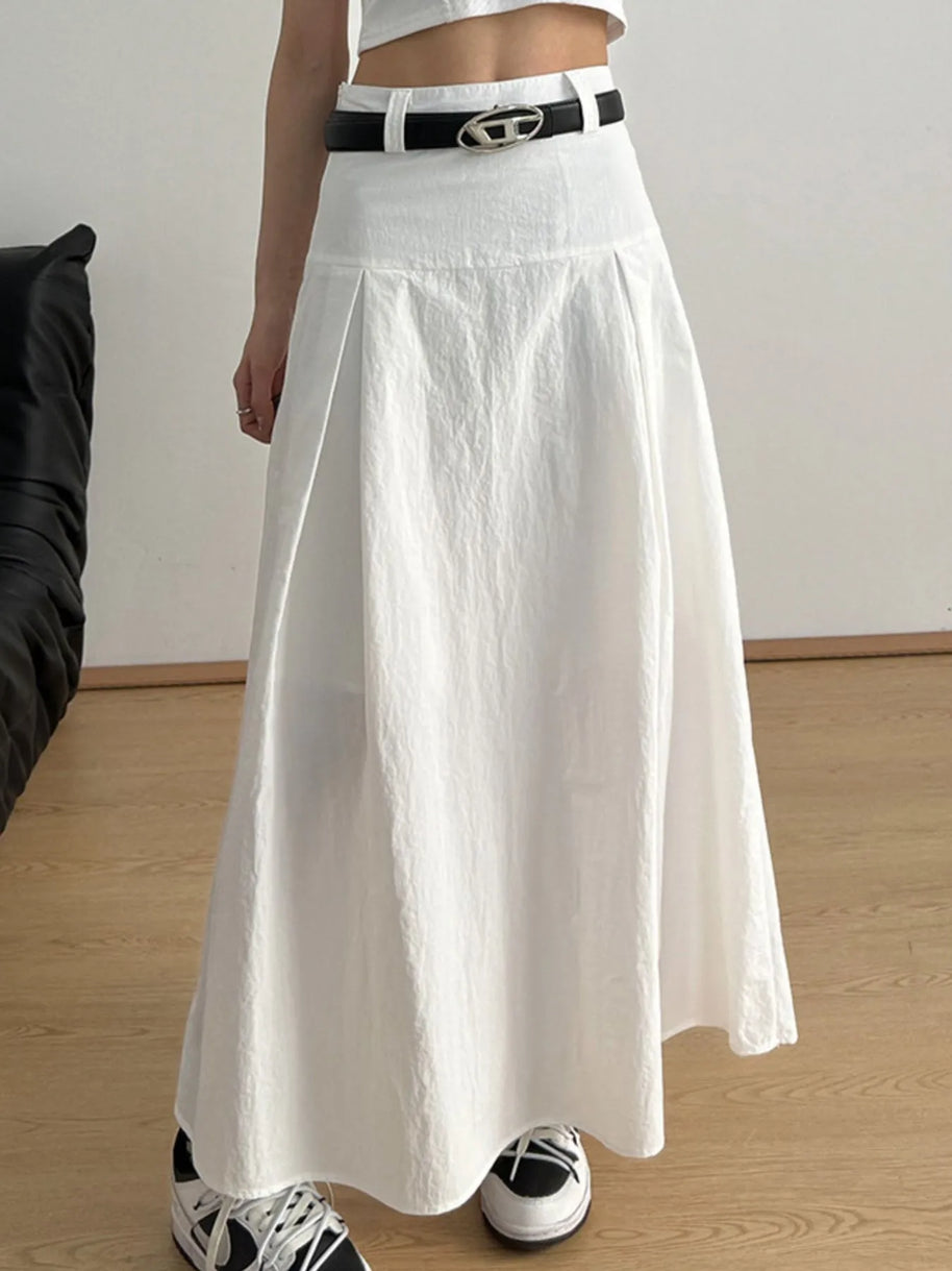 High Waist A-Line Maxi Skirt-Skirts-Trendsi-White-S-[option4]-[option5]-[option6]-[option7]-[option8]-Shop-Boutique-Clothing-for-Women-Online