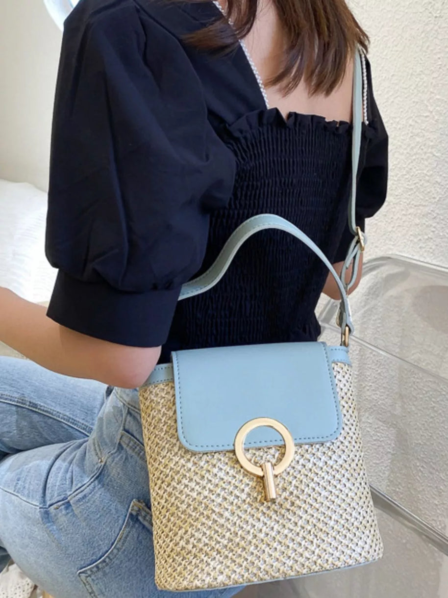 Woven Straw Crossbody Bag-Bags-Trendsi-Pastel Blue-One Size-[option4]-[option5]-[option6]-[option7]-[option8]-Shop-Boutique-Clothing-for-Women-Online