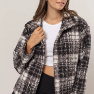 HYFVE Plaid Collared Neck Boucle Jacket with Pockets-Jacket-Trendsi-Black-S-[option4]-[option5]-[option6]-[option7]-[option8]-Shop-Boutique-Clothing-for-Women-Online