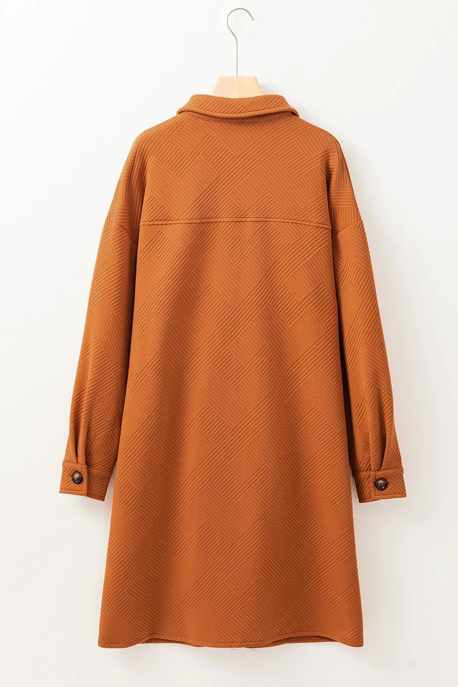 Textured Button Down Collared Neck Coat-Coats & Jackets-Trendsi-[option4]-[option5]-[option6]-[option7]-[option8]-Shop-Boutique-Clothing-for-Women-Online