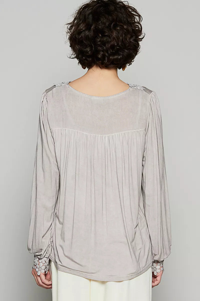 POL Floral Embroidery Woven Top with Lace Trim-Blouses-Trendsi-[option4]-[option5]-[option6]-[option7]-[option8]-Shop-Boutique-Clothing-for-Women-Online