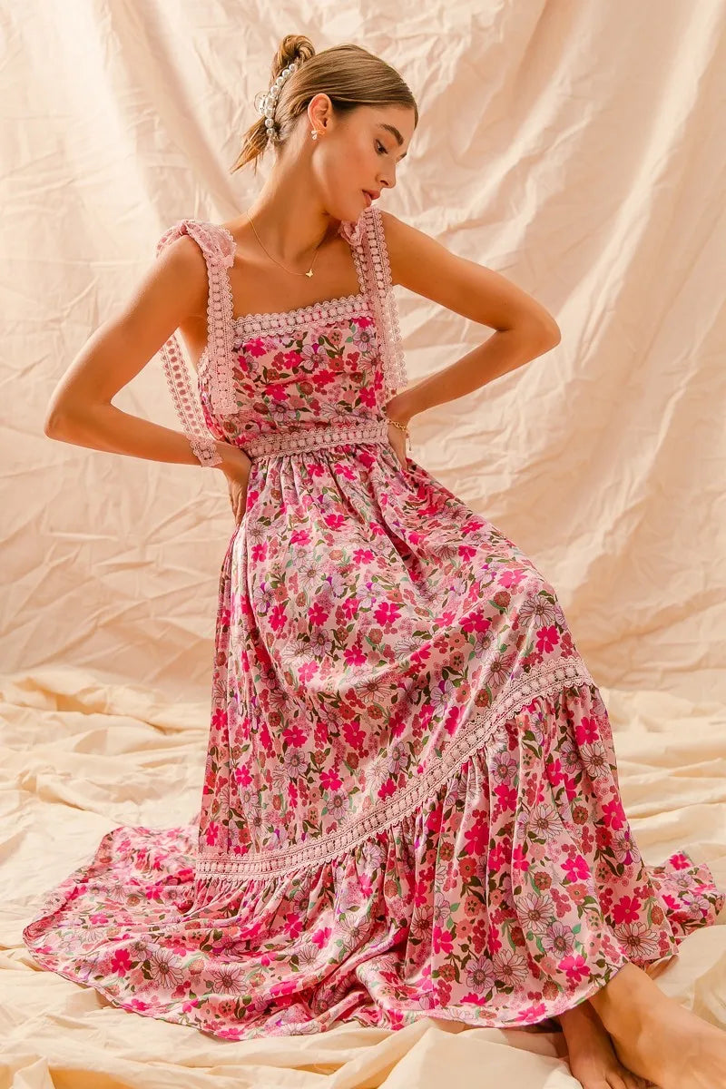 SO ME Floral Maxi Dress With Ribbon Tie Lace Strap-Dresses-Trendsi-[option4]-[option5]-[option6]-[option7]-[option8]-Shop-Boutique-Clothing-for-Women-Online