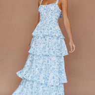 Floral Layered Ruffle Dress-Dresses-Trendsi-Blue-S-[option4]-[option5]-[option6]-[option7]-[option8]-Shop-Boutique-Clothing-for-Women-Online