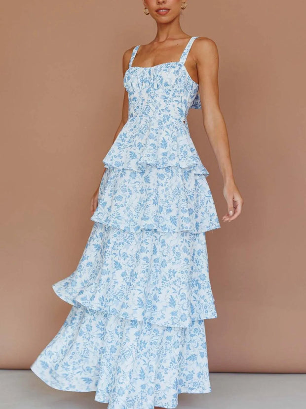 Floral Layered Ruffle Dress-Dresses-Trendsi-Blue-S-[option4]-[option5]-[option6]-[option7]-[option8]-Shop-Boutique-Clothing-for-Women-Online