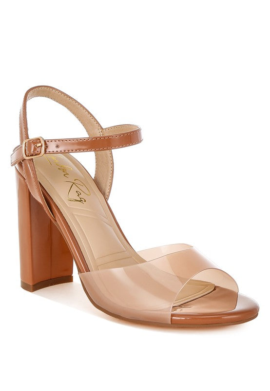 Kessel Tinted Clear Strap Block Heel Sandals-Rag Company-Tan-US-9 / UK-7 / EU-40-[option4]-[option5]-[option6]-[option7]-[option8]-Shop-Boutique-Clothing-for-Women-Online