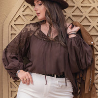 Plus Size Lace Detail Tie Neck Long Sleeve Blouse-Blouses-Trendsi-[option4]-[option5]-[option6]-[option7]-[option8]-Shop-Boutique-Clothing-for-Women-Online