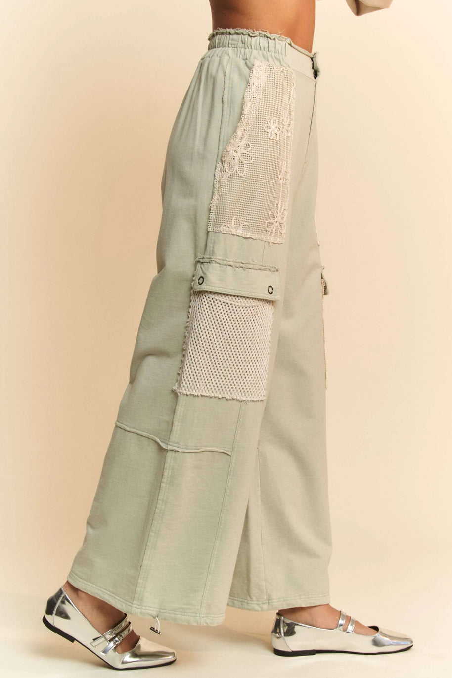 Davi & Dani Lace Patchwork Bottom Opening Adjustable Pants-Pants-Trendsi-[option4]-[option5]-[option6]-[option7]-[option8]-Shop-Boutique-Clothing-for-Women-Online