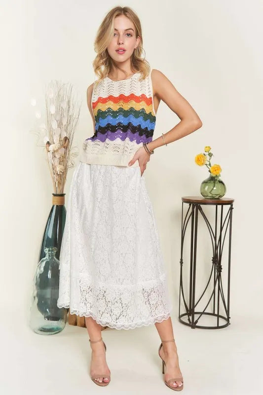 ADORA Elastic Waist Lace Midi Skirt-Skirts-Trendsi-[option4]-[option5]-[option6]-[option7]-[option8]-Shop-Boutique-Clothing-for-Women-Online