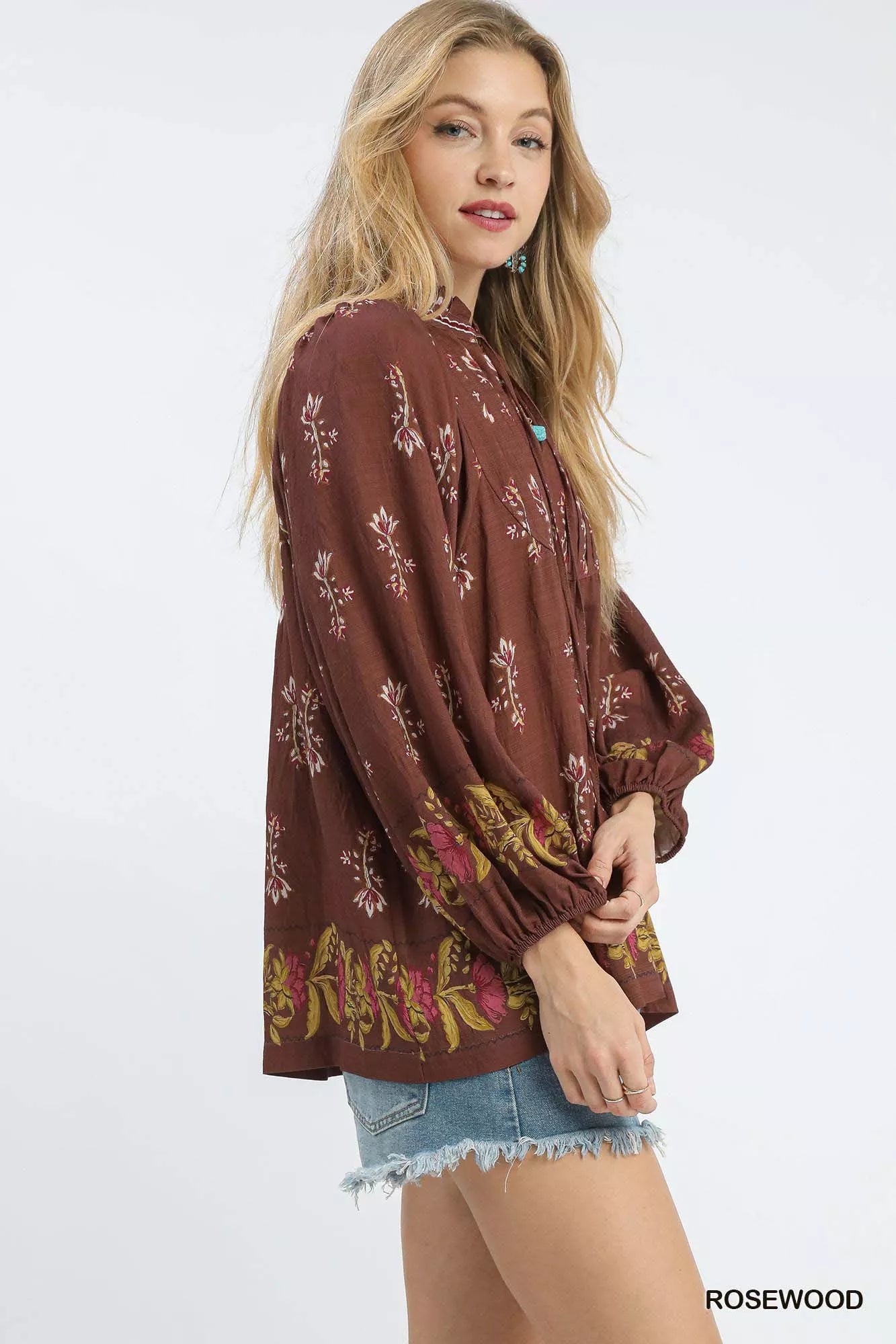 Umgee Floral Boho Peasant Blouse-Blouses-Trendsi-[option4]-[option5]-[option6]-[option7]-[option8]-Shop-Boutique-Clothing-for-Women-Online