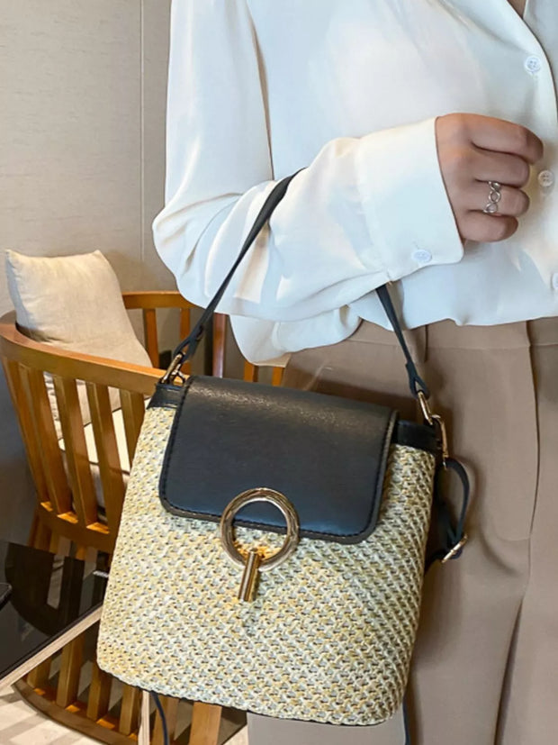 Woven Straw Crossbody Bag-Bags-Trendsi-Black-One Size-[option4]-[option5]-[option6]-[option7]-[option8]-Shop-Boutique-Clothing-for-Women-Online