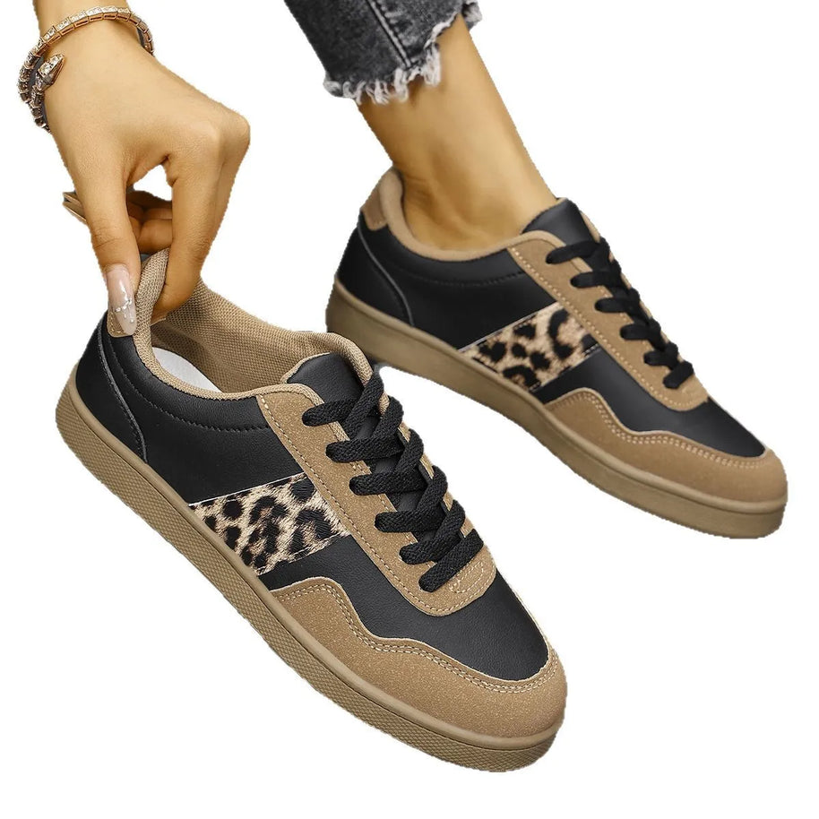 Leopard Lace Up Round Toe Sneakers-120 Sneakers-Trendsi-[option4]-[option5]-[option6]-[option7]-[option8]-Shop-Boutique-Clothing-for-Women-Online