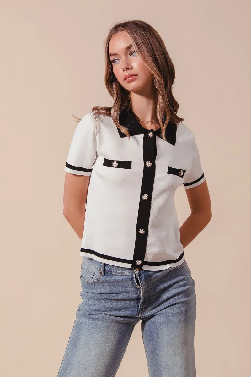 SO ME Button Down Knitted Sweater Shirt Top-Blouses-Trendsi-[option4]-[option5]-[option6]-[option7]-[option8]-Shop-Boutique-Clothing-for-Women-Online