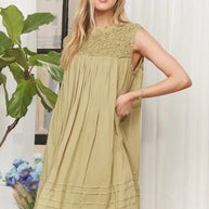 ADORA Loose Textured Babydoll Dress-Dresses-Trendsi-OLIVE GREY-S-[option4]-[option5]-[option6]-[option7]-[option8]-Shop-Boutique-Clothing-for-Women-Online