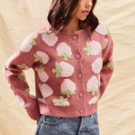 SO ME Strawberry Fruit All Over Button Sweater Cardigan-Cardigan-Trendsi-[option4]-[option5]-[option6]-[option7]-[option8]-Shop-Boutique-Clothing-for-Women-Online