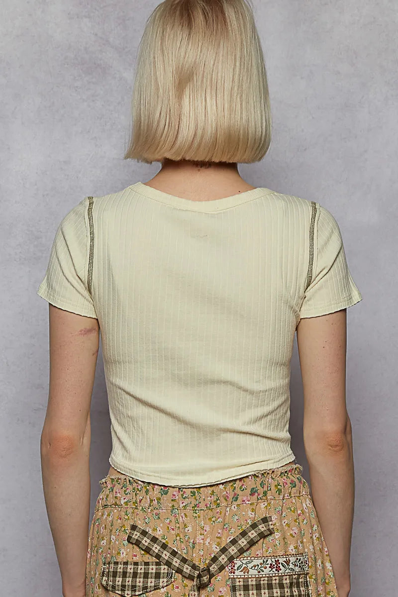 POL Contrast Stitching Round Neck Crop T-Shirt-Crop Tops-Trendsi-[option4]-[option5]-[option6]-[option7]-[option8]-Shop-Boutique-Clothing-for-Women-Online