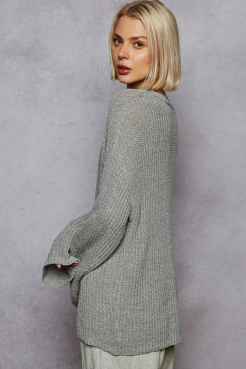 POL Oversized V-Neck Knit Top-Blouses-Trendsi-[option4]-[option5]-[option6]-[option7]-[option8]-Shop-Boutique-Clothing-for-Women-Online