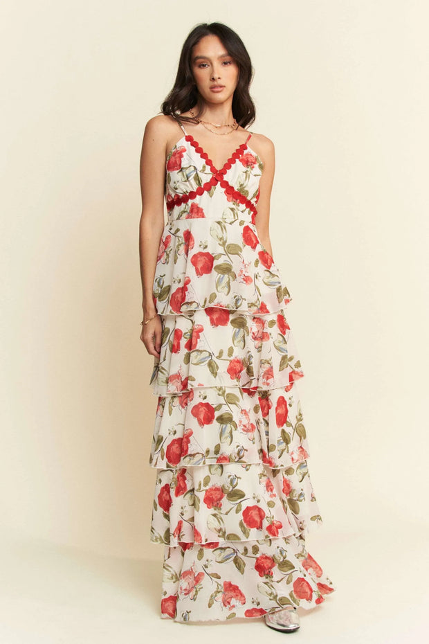 Davi & Dani Contrast Ring Lace Layered Ruffle Maxi Cami Dress-Dresses-Trendsi-IVORY RED-S-[option4]-[option5]-[option6]-[option7]-[option8]-Shop-Boutique-Clothing-for-Women-Online
