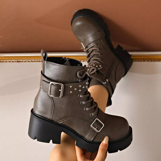 Round Toe Block Heels Boots-Boots-Trendsi-Gray-35-[option4]-[option5]-[option6]-[option7]-[option8]-Shop-Boutique-Clothing-for-Women-Online