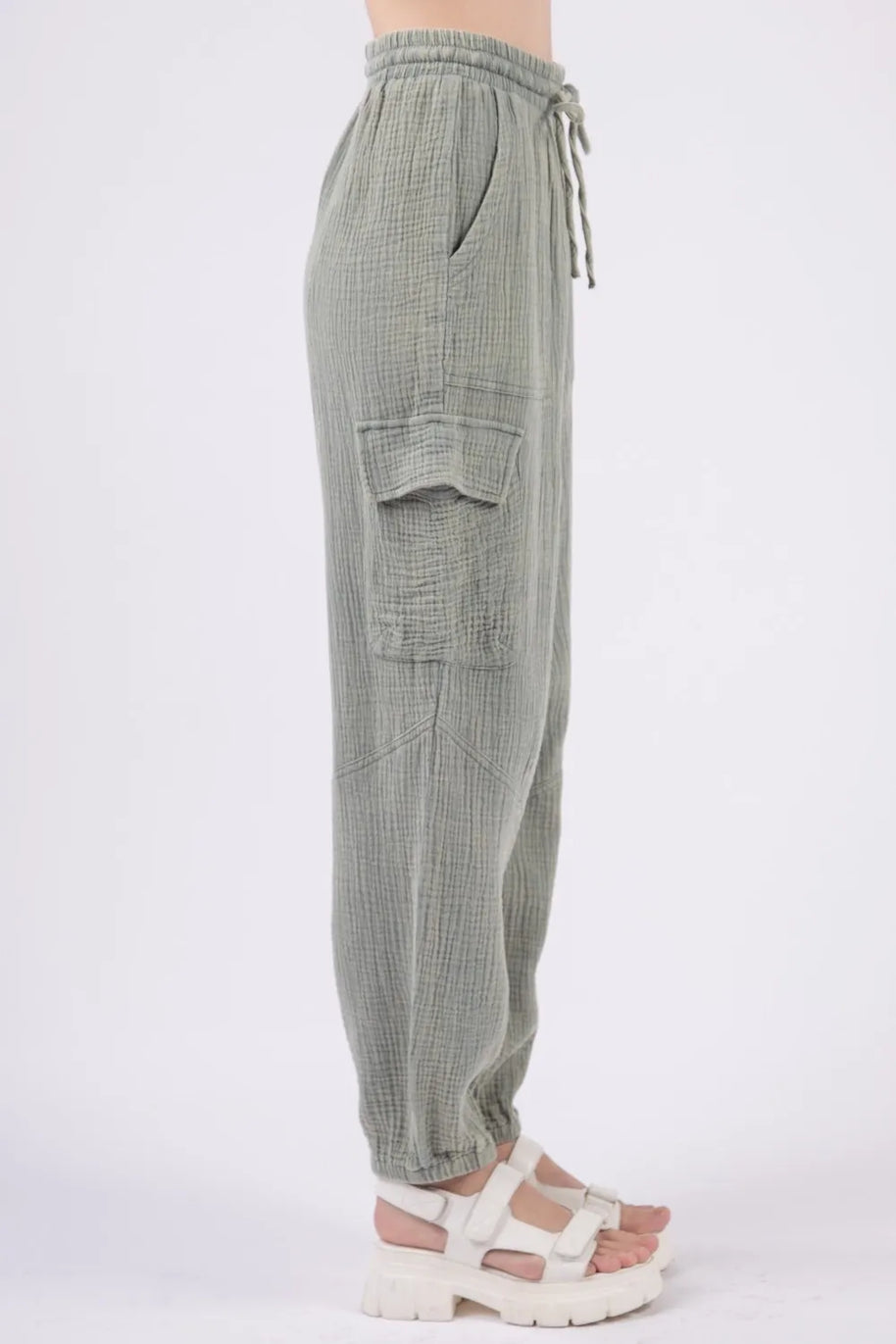 VERY J Washed Woven Crinkle Gauze Drawstring Pants-pants-Trendsi-[option4]-[option5]-[option6]-[option7]-[option8]-Shop-Boutique-Clothing-for-Women-Online