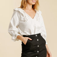 Umgee Linen Blend Button Down Skirt with Pockets-Skirts-Trendsi-Black-S-[option4]-[option5]-[option6]-[option7]-[option8]-Shop-Boutique-Clothing-for-Women-Online