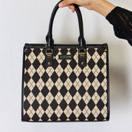 David Jones Argyle Pattern PU Leather Handbag-Bags-Trendsi-[option4]-[option5]-[option6]-[option7]-[option8]-Shop-Boutique-Clothing-for-Women-Online