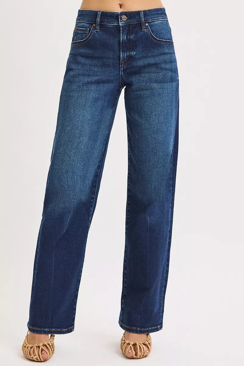 RISEN Mid Rise Wide Baggy Jeans-Jeans-Trendsi-DARK-0-[option4]-[option5]-[option6]-[option7]-[option8]-Shop-Boutique-Clothing-for-Women-Online