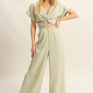 HYFVE Twisted Front Short Sleeve Top and Wide Leg Pants Set-Sets-Trendsi-Sage-S-[option4]-[option5]-[option6]-[option7]-[option8]-Shop-Boutique-Clothing-for-Women-Online