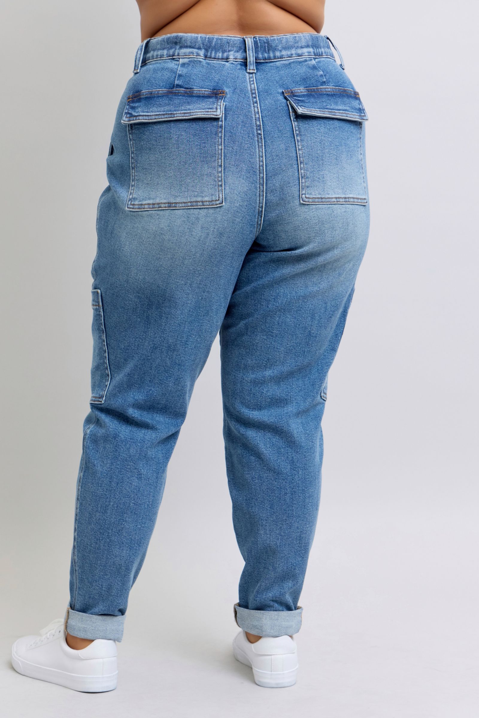 Judy Blue Clayton High Rise Cuffed Cargo Denim Jogger-Womens-Ave Shops-[option4]-[option5]-[option6]-[option7]-[option8]-Shop-Boutique-Clothing-for-Women-Online