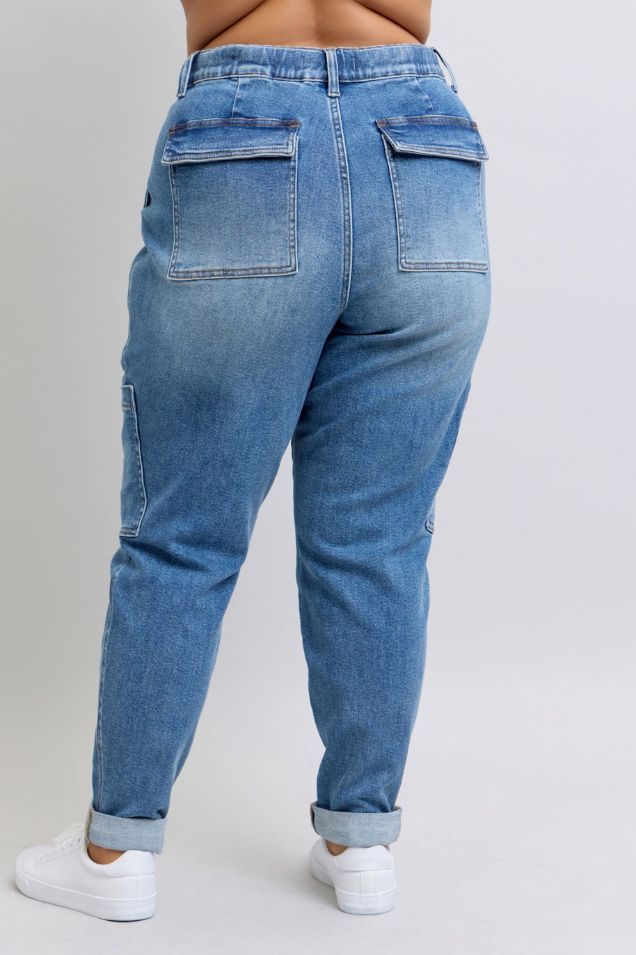Judy Blue Clayton High Rise Cuffed Cargo Denim Jogger-Womens-Ave Shops-[option4]-[option5]-[option6]-[option7]-[option8]-Shop-Boutique-Clothing-for-Women-Online