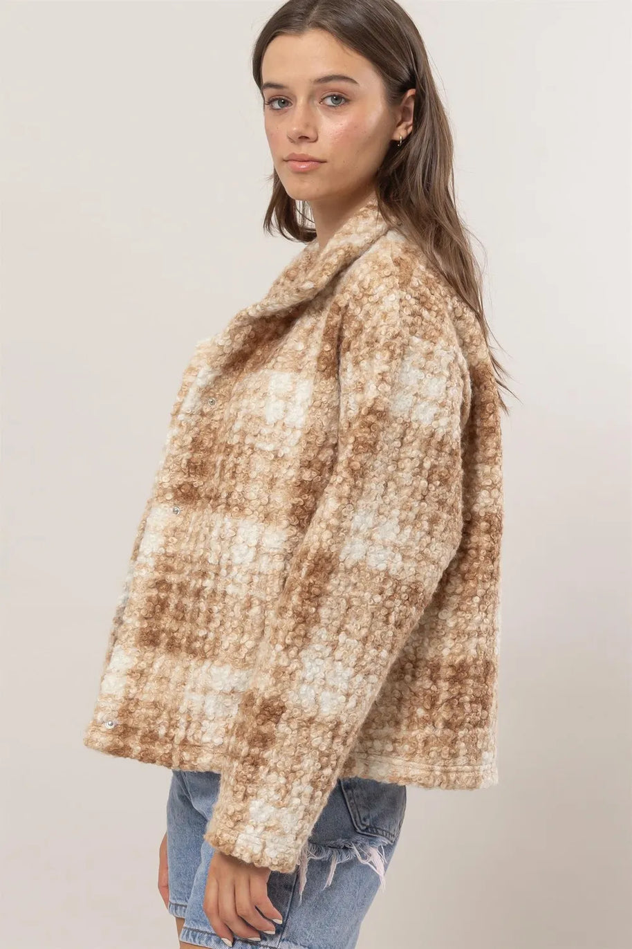 HYFVE Plaid Collared Neck Boucle Jacket with Pockets-Jacket-Trendsi-[option4]-[option5]-[option6]-[option7]-[option8]-Shop-Boutique-Clothing-for-Women-Online