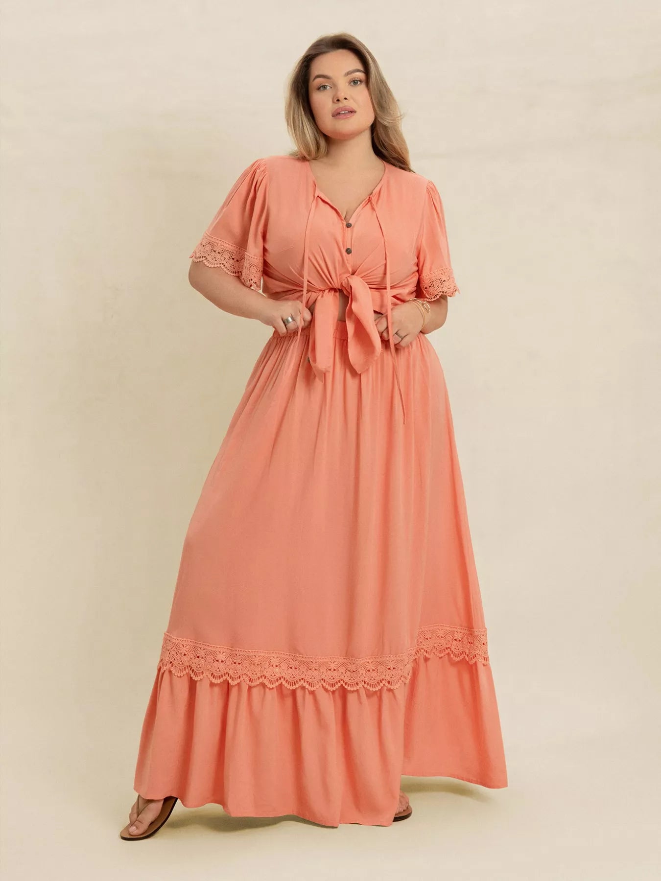 Plus Size Lace Detail Tie Neck Top and Skirt Set-2 piece set-Trendsi-[option4]-[option5]-[option6]-[option7]-[option8]-Shop-Boutique-Clothing-for-Women-Online