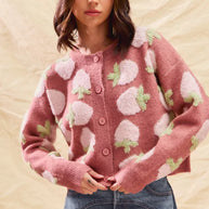SO ME Strawberry Fruit All Over Button Sweater Cardigan-Cardigan-Trendsi-MARSALA-S-[option4]-[option5]-[option6]-[option7]-[option8]-Shop-Boutique-Clothing-for-Women-Online