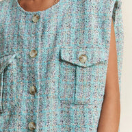 J.NNA Frayed Tweed Padded Shoulder Vest-Vest-Trendsi-[option4]-[option5]-[option6]-[option7]-[option8]-Shop-Boutique-Clothing-for-Women-Online