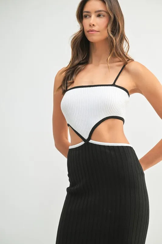 MABLE Ribbed Knit Color Block Cutout Midi Dress-Dresses-Trendsi-[option4]-[option5]-[option6]-[option7]-[option8]-Shop-Boutique-Clothing-for-Women-Online
