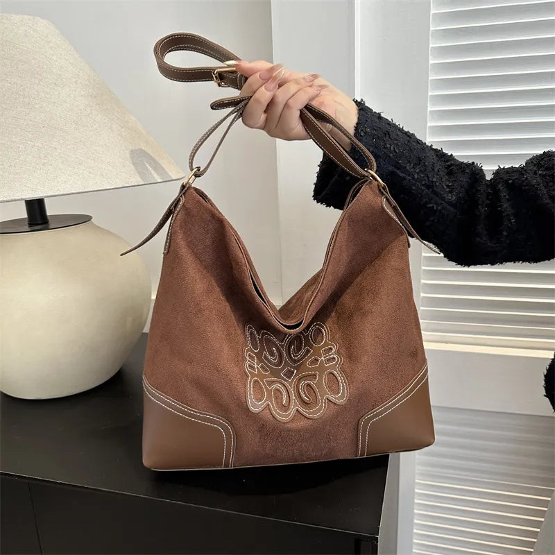 Suede Patch Adjustable Strap Tote Bag-Bags-Trendsi-[option4]-[option5]-[option6]-[option7]-[option8]-Shop-Boutique-Clothing-for-Women-Online