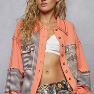POL Button Down Patchwork Multi-Pattern Jacket-Jacket-Trendsi-Orange-S-[option4]-[option5]-[option6]-[option7]-[option8]-Shop-Boutique-Clothing-for-Women-Online