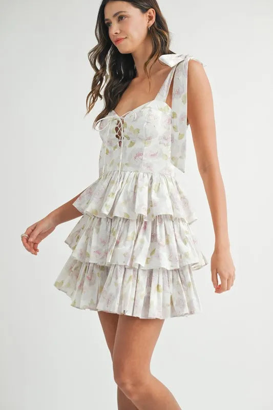 MABLE Floral Print Shoulder Tie Layered Mini Dress-Dresses-Trendsi-[option4]-[option5]-[option6]-[option7]-[option8]-Shop-Boutique-Clothing-for-Women-Online