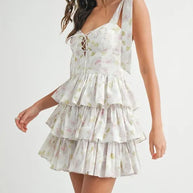 MABLE Floral Print Shoulder Tie Layered Mini Dress-Dresses-Trendsi-[option4]-[option5]-[option6]-[option7]-[option8]-Shop-Boutique-Clothing-for-Women-Online
