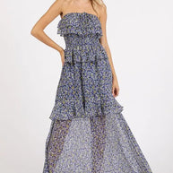 Mittoshop Ruffled Smocked Floral Halter Neck Maxi Dress-Dresses-Trendsi-Dark Navy-S-[option4]-[option5]-[option6]-[option7]-[option8]-Shop-Boutique-Clothing-for-Women-Online