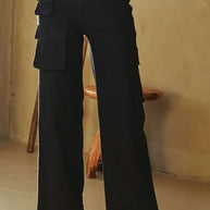 Davi & Dani Flap Pocket Mid Rise Cargo Pants-pants-Trendsi-[option4]-[option5]-[option6]-[option7]-[option8]-Shop-Boutique-Clothing-for-Women-Online