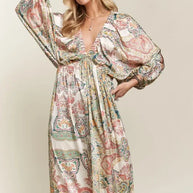 ADORA Printed V-Neck Batwing Sleeve Dress-Dresses-Trendsi-[option4]-[option5]-[option6]-[option7]-[option8]-Shop-Boutique-Clothing-for-Women-Online